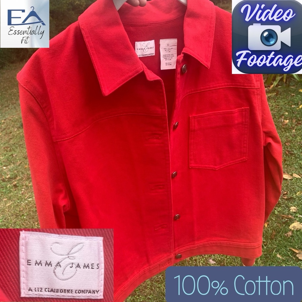 Vintage Emma James Red Cropped Denim Jacket